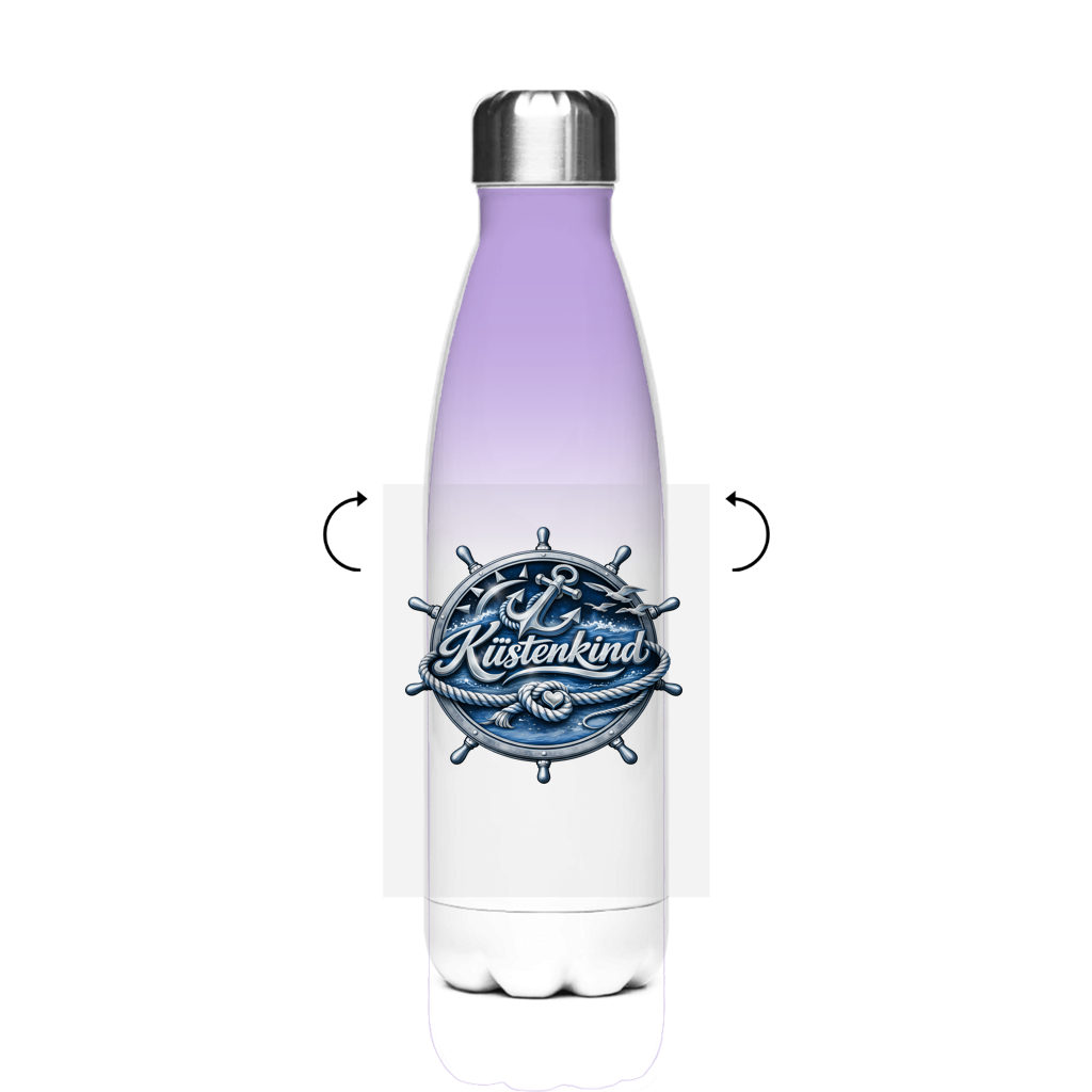 Edelstahl-Thermoflasche Küstenkind #600 blau-silber