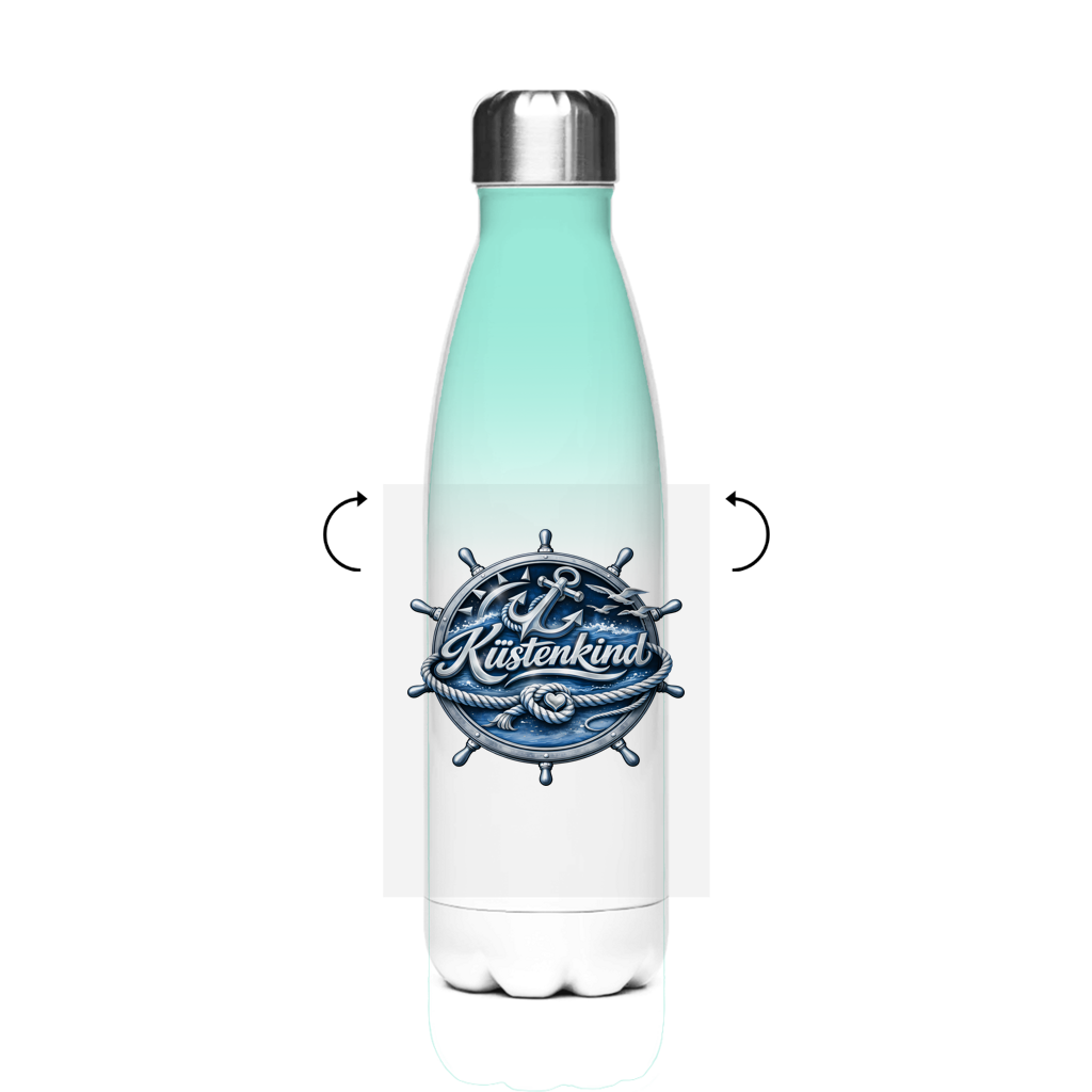 Edelstahl-Thermoflasche Küstenkind #600 blau-silber