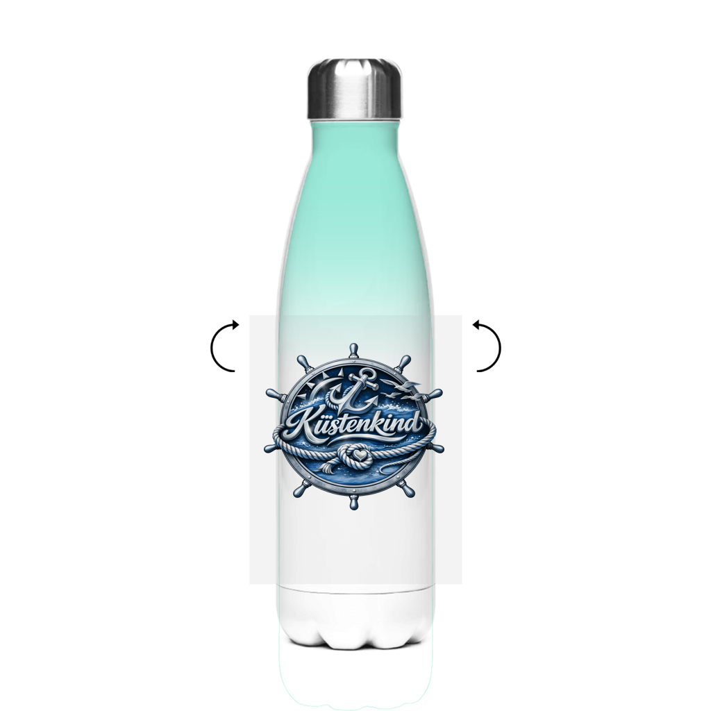 Edelstahl-Thermoflasche Küstenkind #600 blau-silber