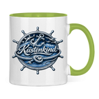 Keramik-Tasse zweifarbig  Küstenkind #600 blau-silber