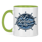 Keramik-Tasse zweifarbig  Küstenkind #600 blau-silber