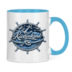 Keramik-Tasse zweifarbig  Küstenkind #600 blau-silber