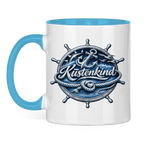 Keramik-Tasse zweifarbig  Küstenkind #600 blau-silber