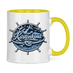 Keramik-Tasse zweifarbig  Küstenkind #600 blau-silber
