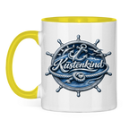 Keramik-Tasse zweifarbig  Küstenkind #600 blau-silber
