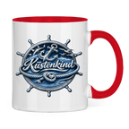 Keramik-Tasse zweifarbig  Küstenkind #600 blau-silber