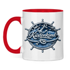 Keramik-Tasse zweifarbig  Küstenkind #600 blau-silber