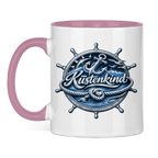 Keramik-Tasse zweifarbig  Küstenkind #600 blau-silber
