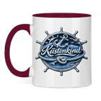 Keramik-Tasse zweifarbig  Küstenkind #600 blau-silber