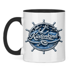 Keramik-Tasse zweifarbig  Küstenkind #600 blau-silber