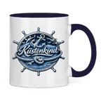 Keramik-Tasse zweifarbig  Küstenkind #600 blau-silber