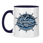 Keramik-Tasse zweifarbig  Küstenkind #600 blau-silber
