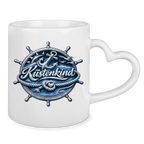 Keramik-Tasse mit Herzhenkel  Küstenkind #600 blau-silber