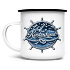 Emaille Tasse Küstenkind #600 blau-silber