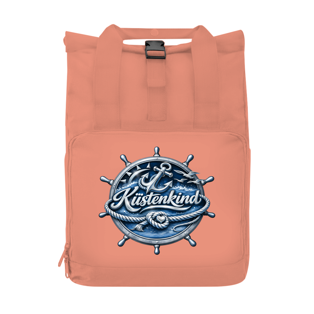 Rucksack mit Seitentasche  Küstenkind #600 blau-silber  Gr. S