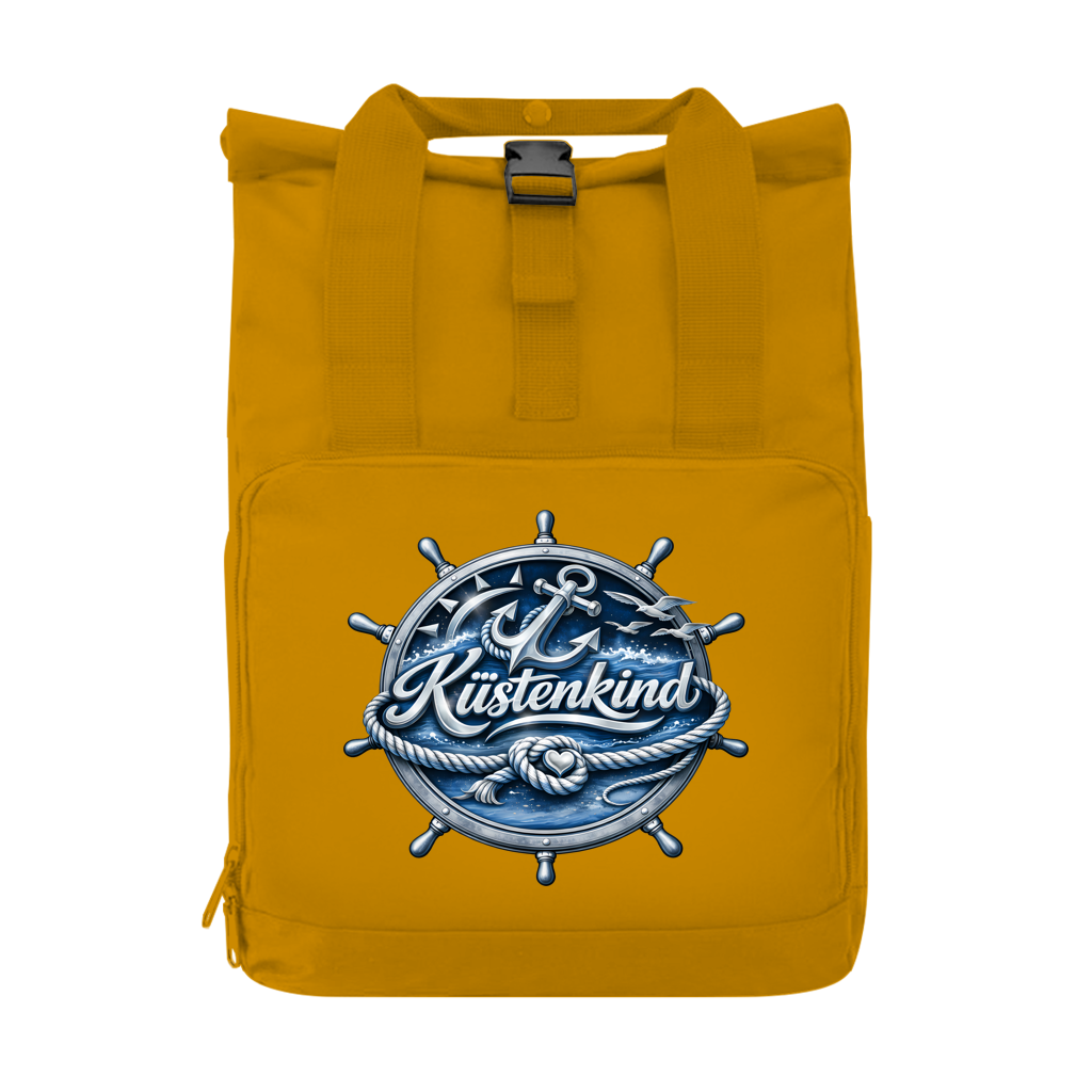 Rucksack mit Seitentasche  Küstenkind #600 blau-silber  Gr. S