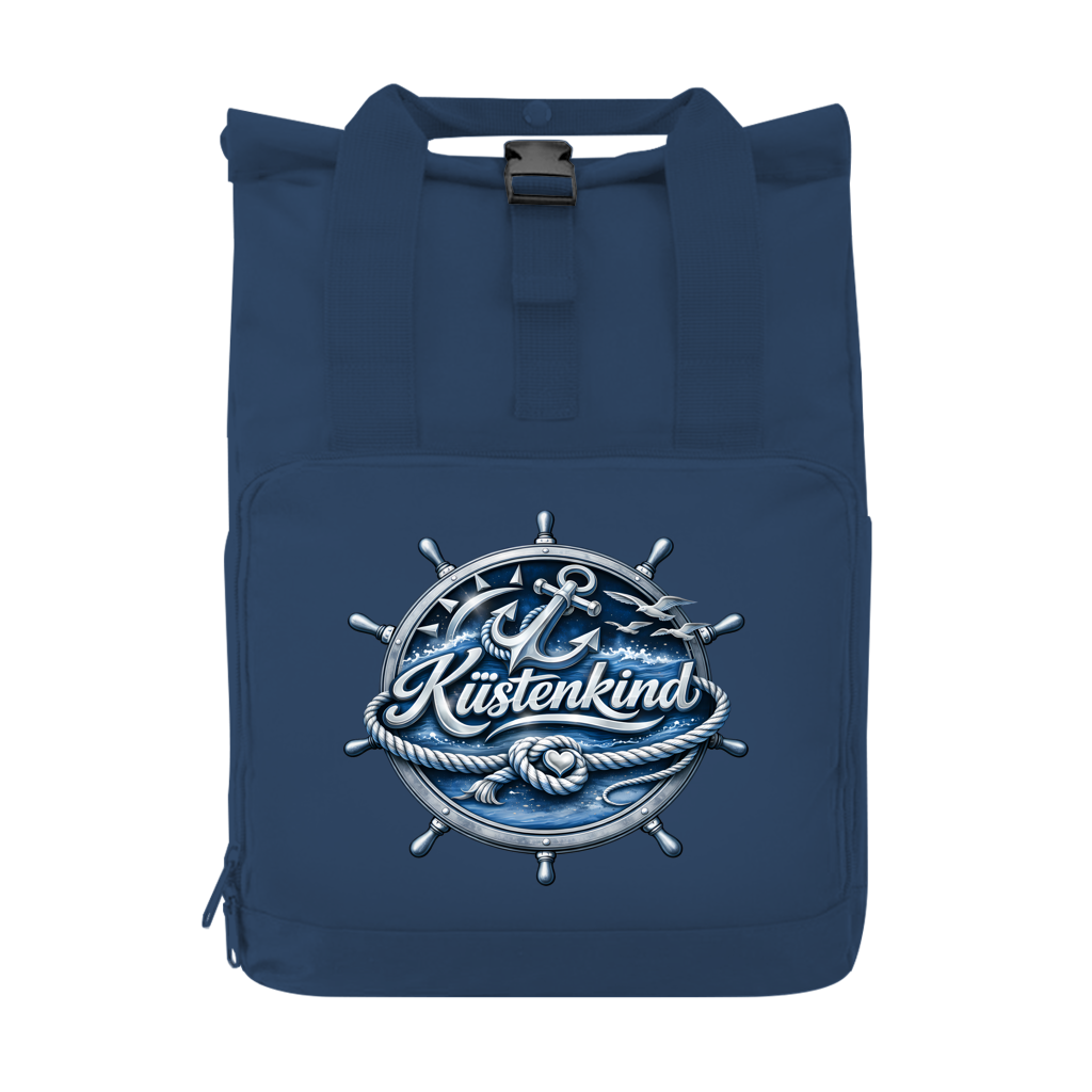 Rucksack mit Seitentasche  Küstenkind #600 blau-silber  Gr. S