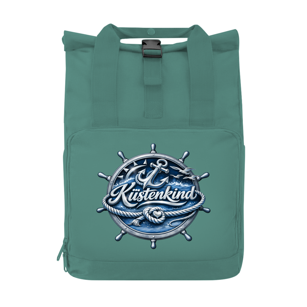 Rucksack mit Seitentasche  Küstenkind #600 blau-silber  Gr. S