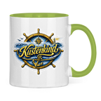 Keramik-Tasse zweifarbig   Küstenkind #601 blau-gold