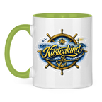 Keramik-Tasse zweifarbig   Küstenkind #601 blau-gold