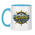 Keramik-Tasse zweifarbig   Küstenkind #601 blau-gold