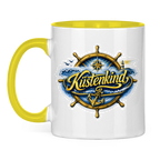 Keramik-Tasse zweifarbig   Küstenkind #601 blau-gold