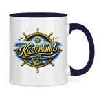 Keramik-Tasse zweifarbig   Küstenkind #601 blau-gold