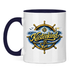 Keramik-Tasse zweifarbig   Küstenkind #601 blau-gold