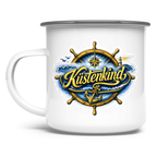 Emaille Tasse  Küstenkind #601 blau-gold