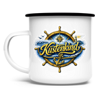 Emaille Tasse  Küstenkind #601 blau-gold