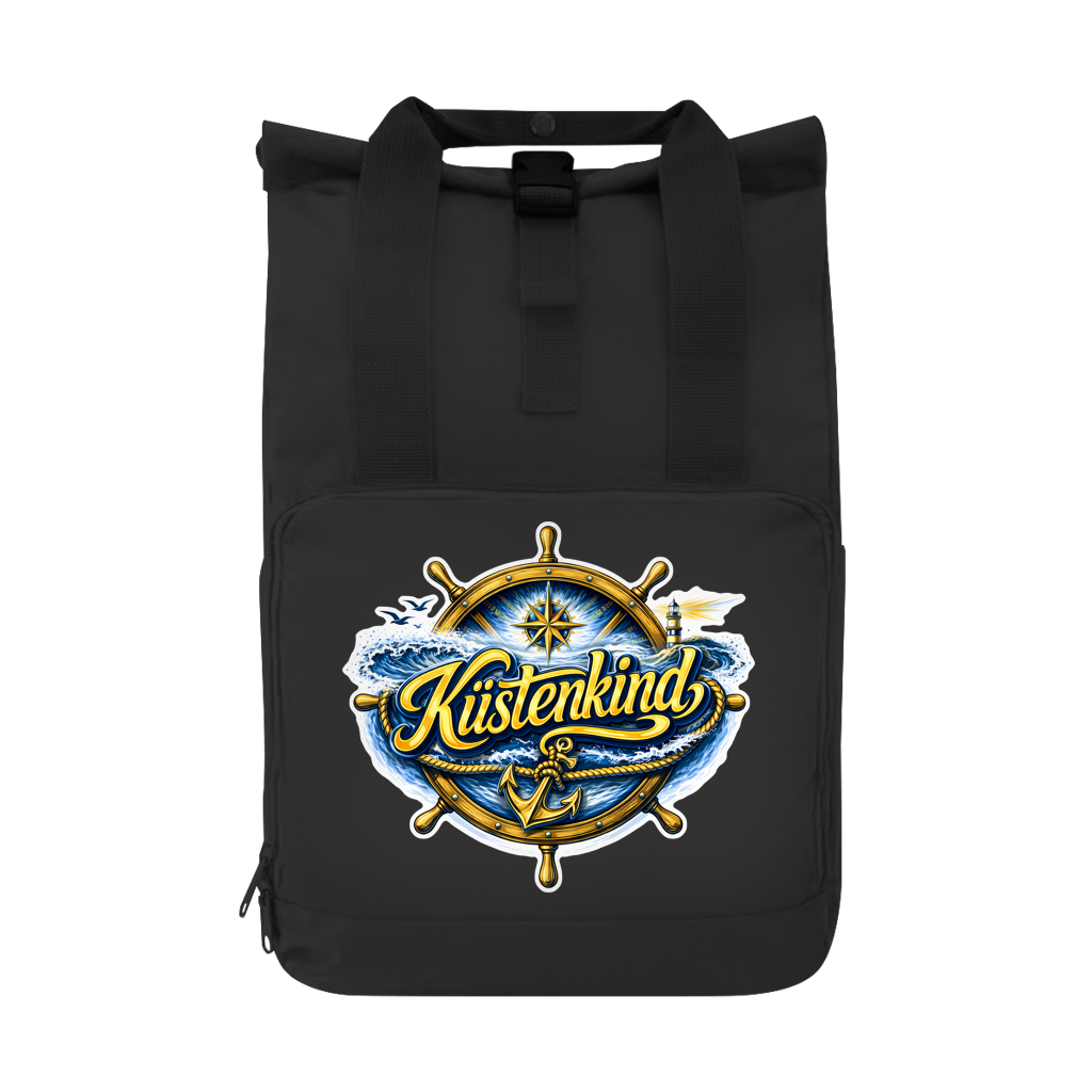Rucksack mit Seitentasche  Küstenkind #601 blau-gold Gr. L