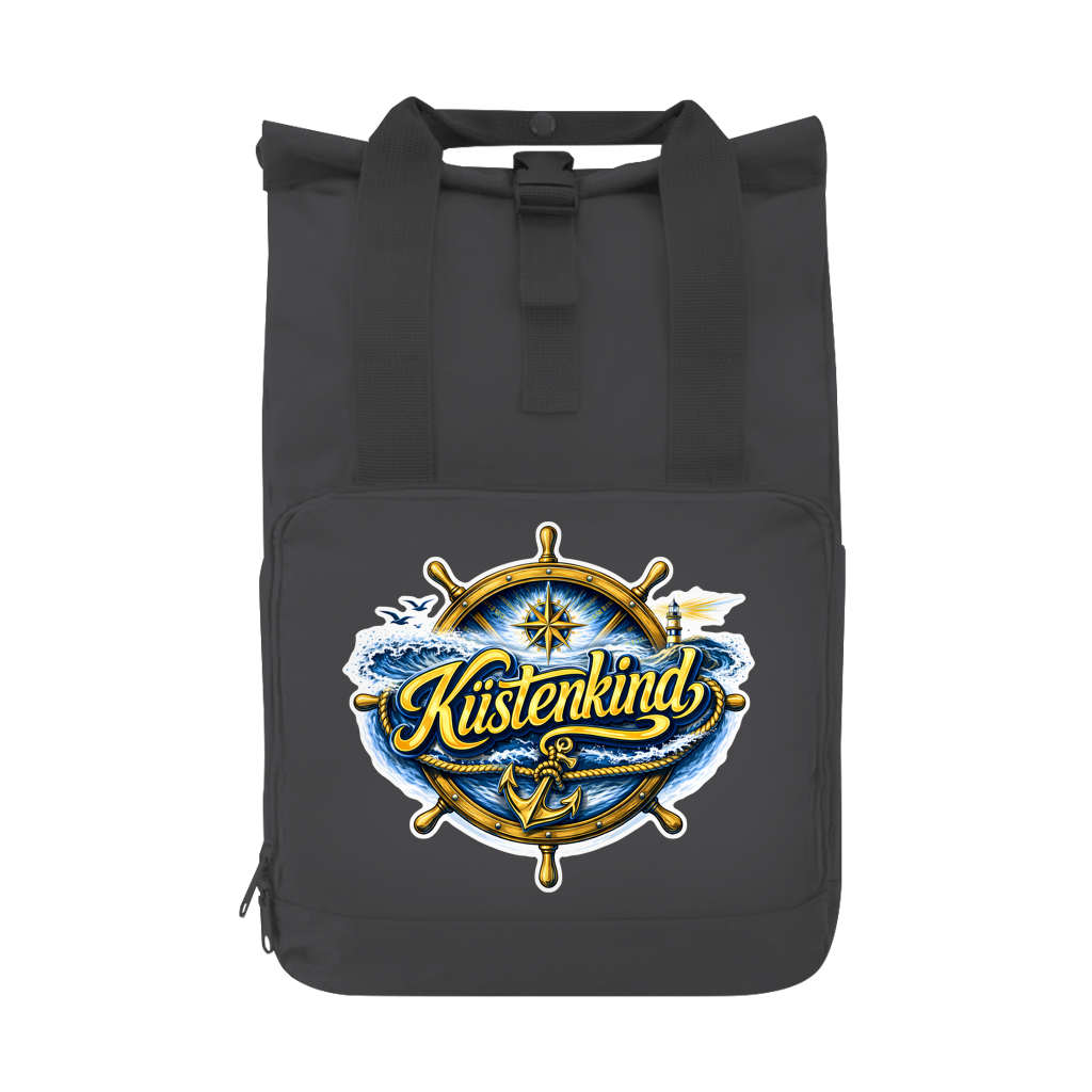 Rucksack mit Seitentasche  Küstenkind #601 blau-gold Gr. L