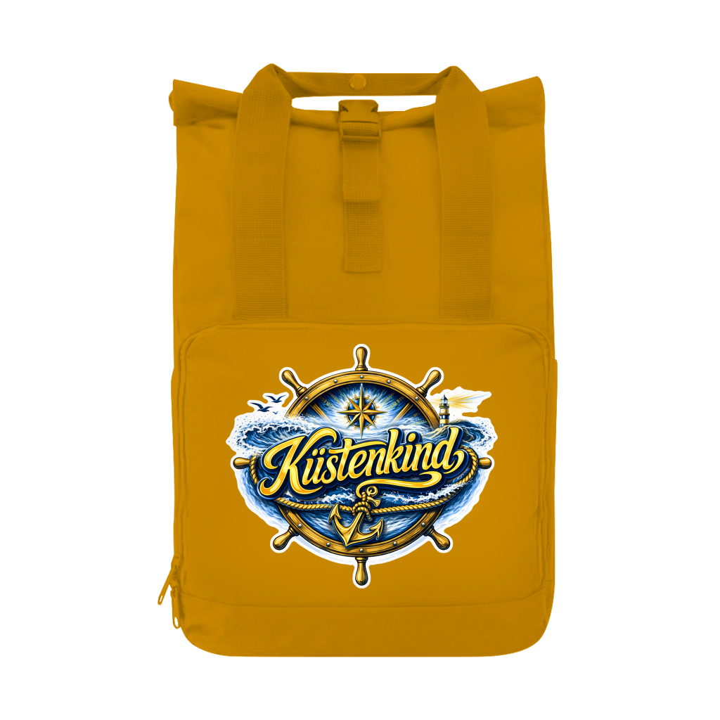 Rucksack mit Seitentasche  Küstenkind #601 blau-gold Gr. L