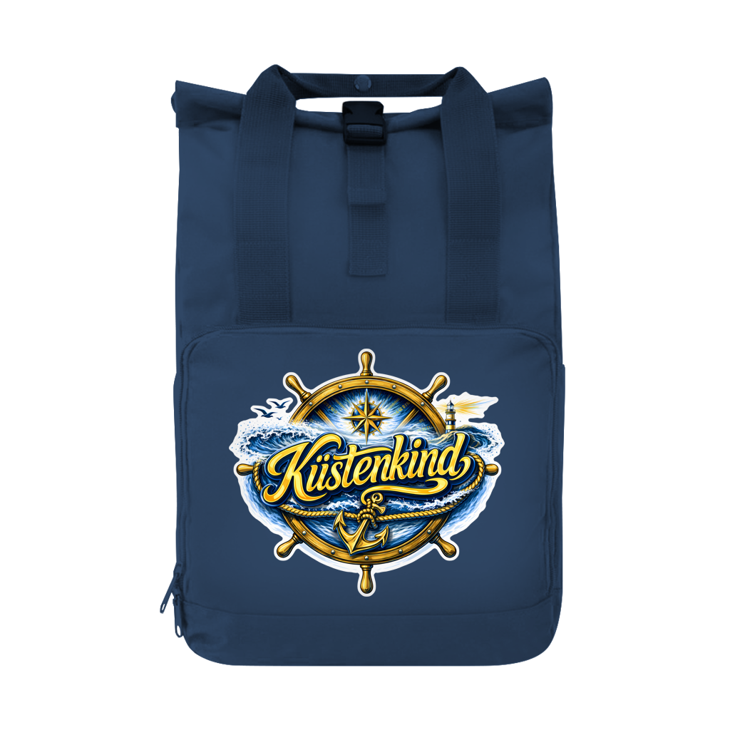 Rucksack mit Seitentasche  Küstenkind #601 blau-gold Gr. L