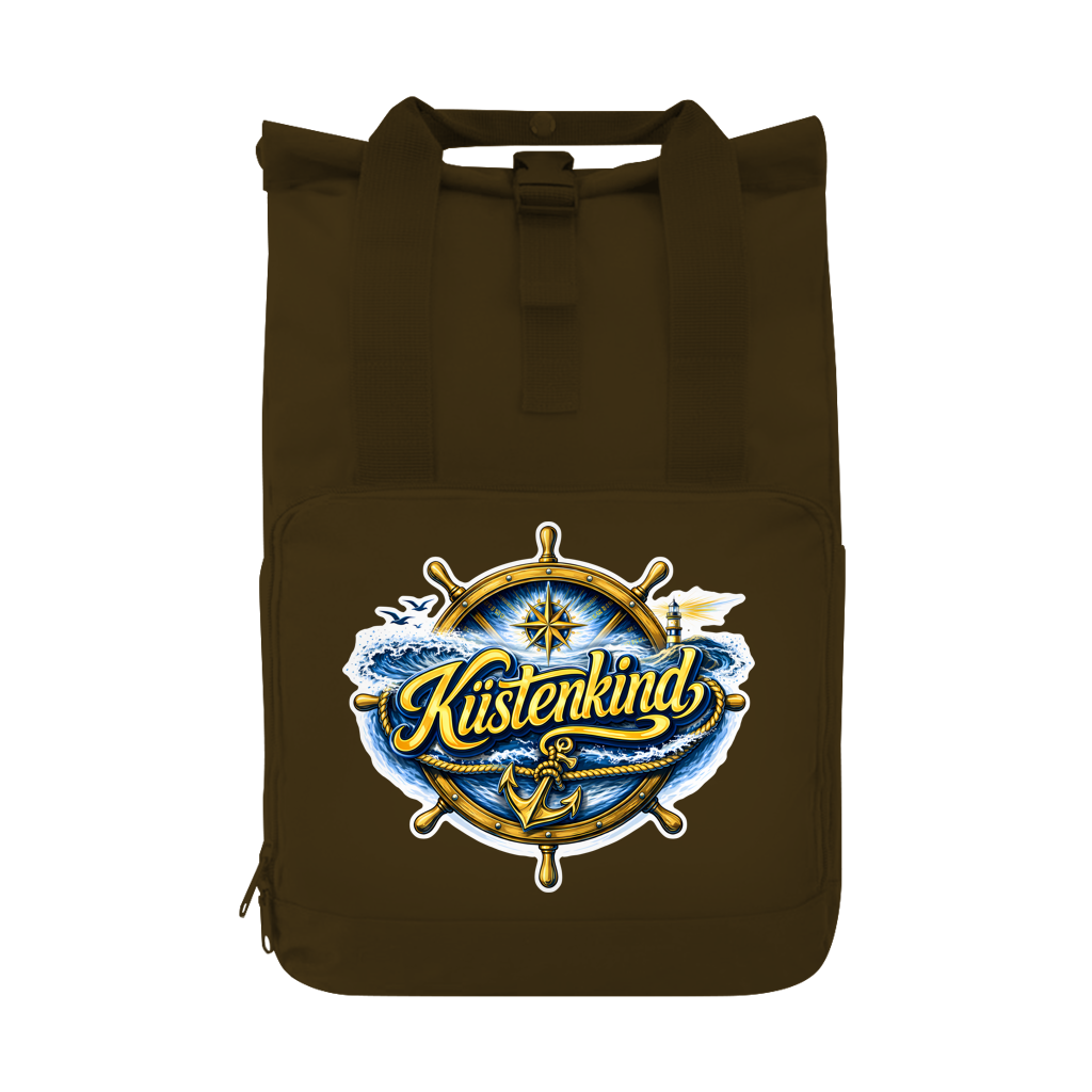 Rucksack mit Seitentasche  Küstenkind #601 blau-gold Gr. L