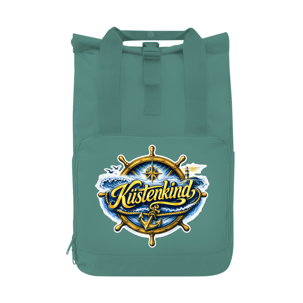 Rucksack mit Seitentasche  Küstenkind #601 blau-gold Gr. L