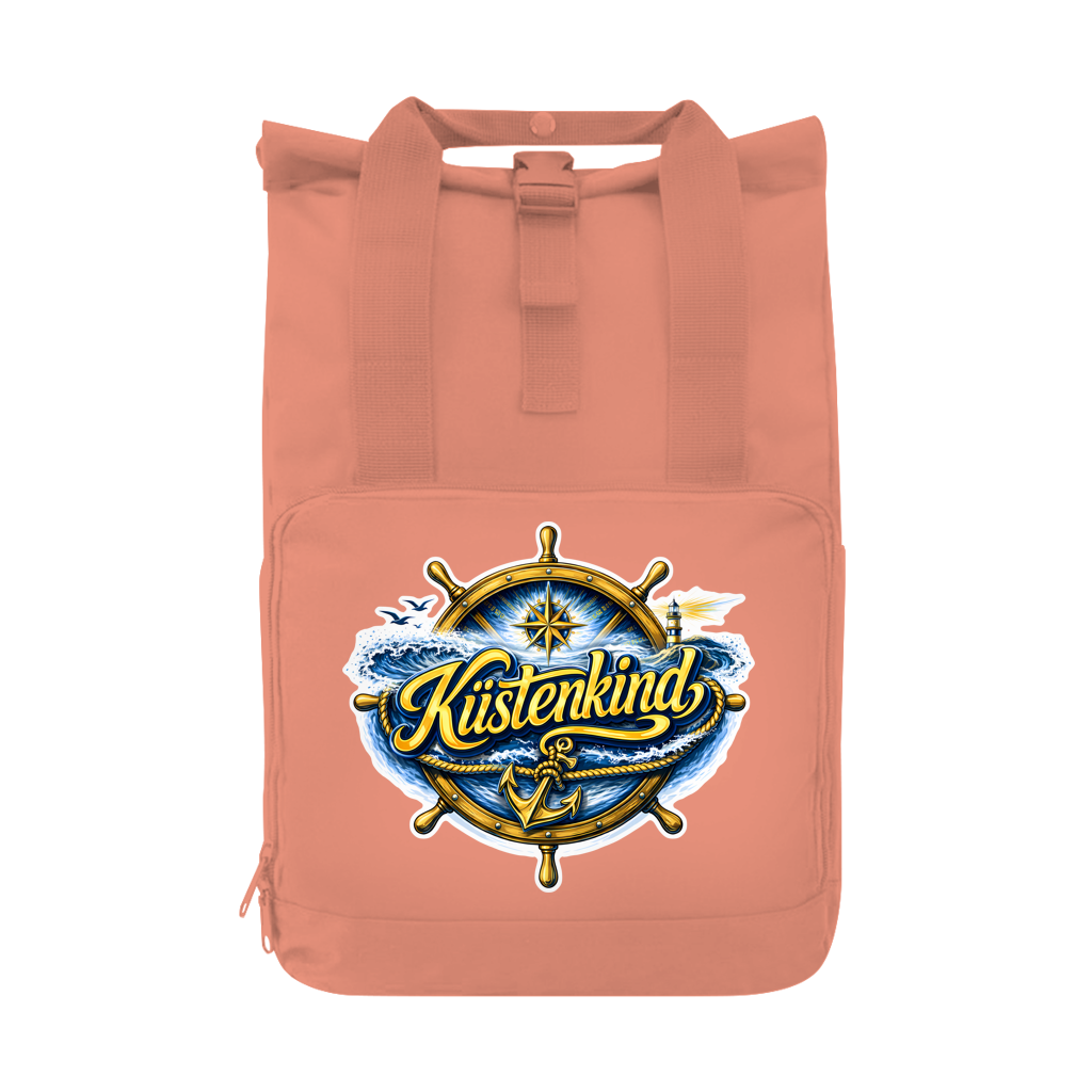 Rucksack mit Seitentasche  Küstenkind #601 blau-gold Gr. L