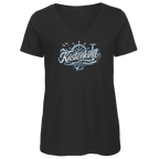 T-Shirt Damen V-Neck  Küstenkind #601 blau-silber