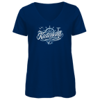 T-Shirt Damen V-Neck  Küstenkind #601 blau-silber