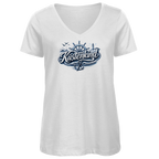 T-Shirt Damen V-Neck  Küstenkind #601 blau-silber