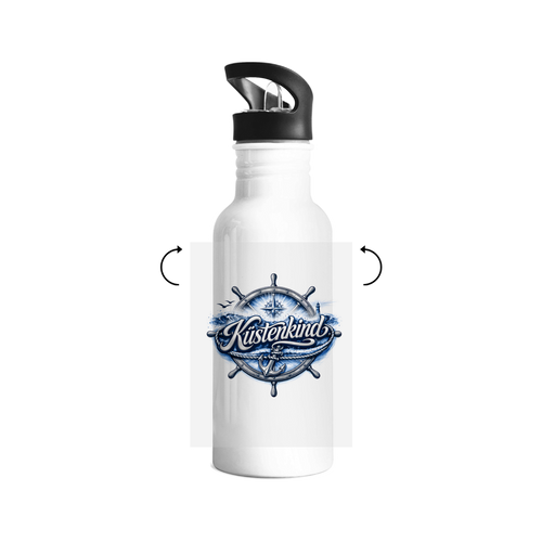 Edelstahl-Trinkflasche  Küstenkind #601 blau-silber