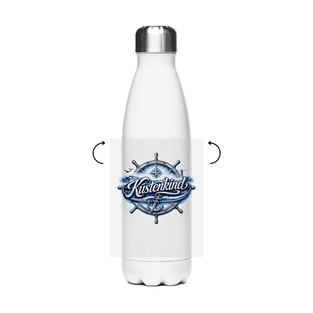 Edelstahl-Thermoflasche Küstenkind #601 blau-silber