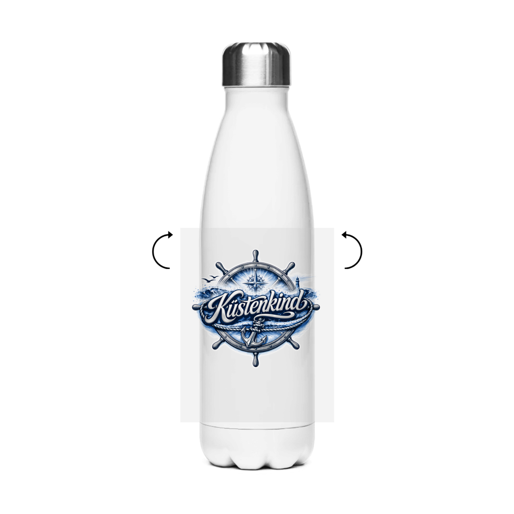 Edelstahl-Thermoflasche Küstenkind #601 blau-silber