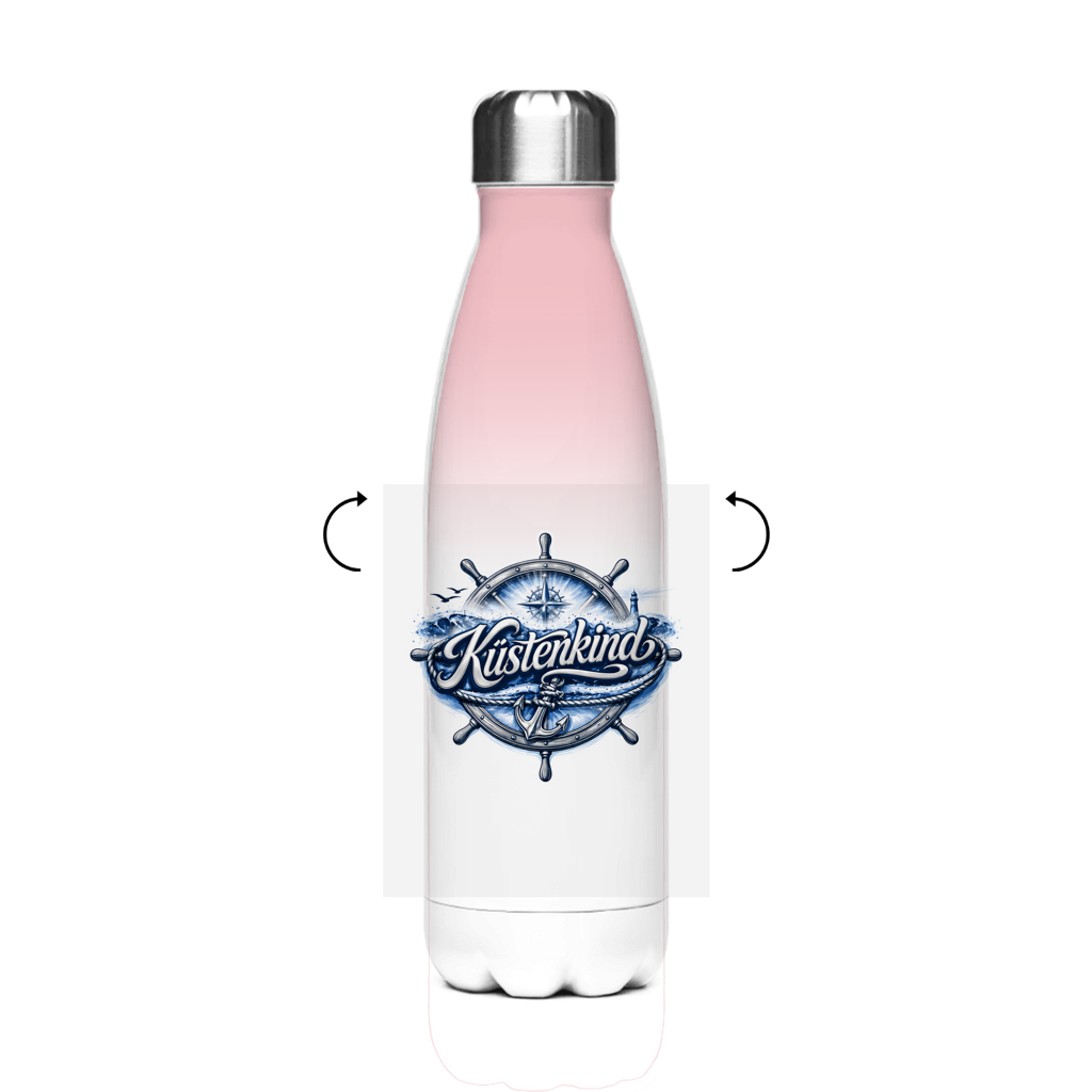 Edelstahl-Thermoflasche Küstenkind #601 blau-silber