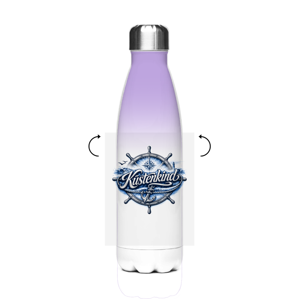 Edelstahl-Thermoflasche Küstenkind #601 blau-silber