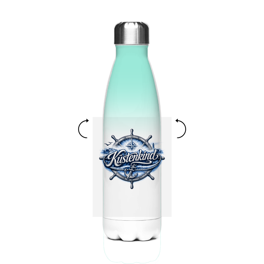 Edelstahl-Thermoflasche Küstenkind #601 blau-silber