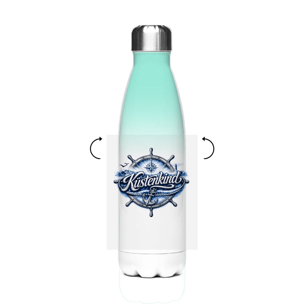 Edelstahl-Thermoflasche Küstenkind #601 blau-silber