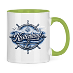 Keramik-Tasse zweifarbig  Küstenkind #601 blau-silber