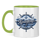 Keramik-Tasse zweifarbig  Küstenkind #601 blau-silber