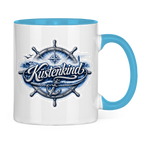 Keramik-Tasse zweifarbig  Küstenkind #601 blau-silber